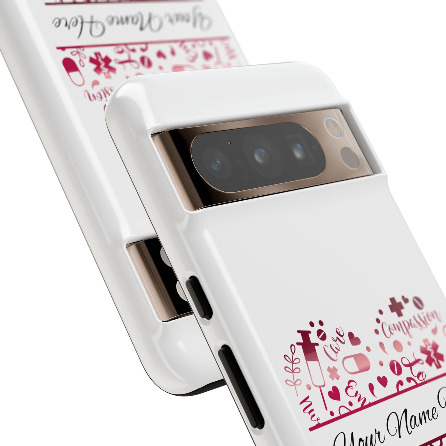 Google Pixel Tough Case - Monogram Heart - White