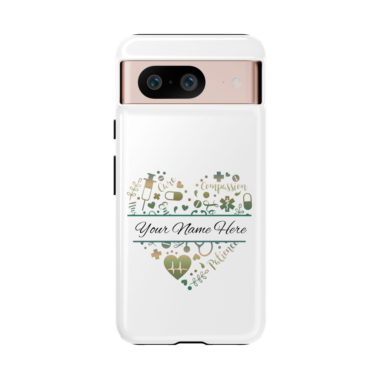 Google Pixel Tough Case - Monogram Heart - White