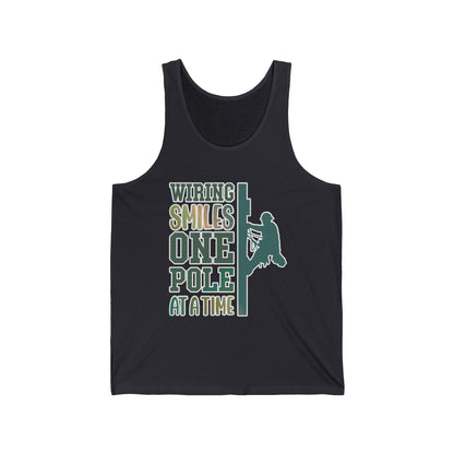Lineman T-shirt - Wiring Smiles One Pole At A Time-copper patina