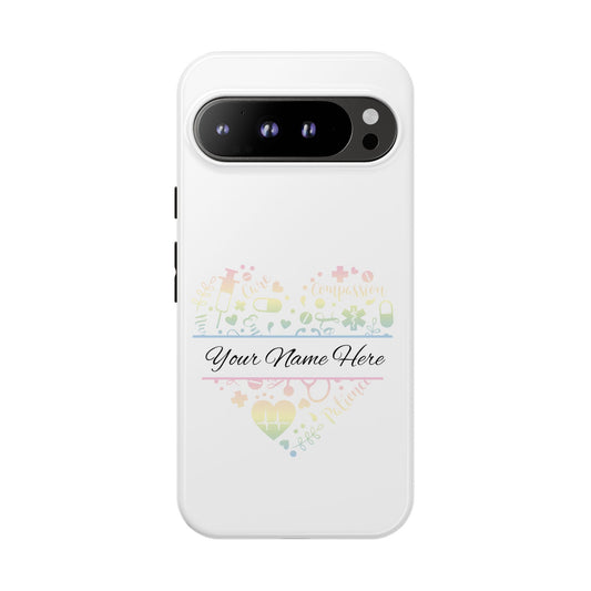 Google Pixel Tough Case - Monogram Heart - White
