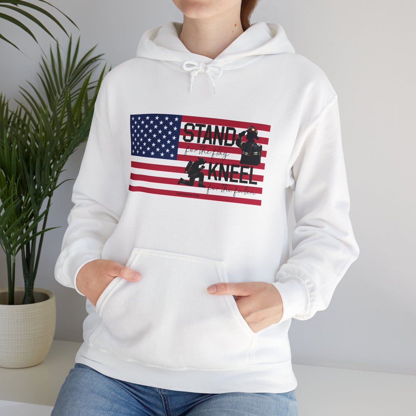 Gildan Stand for the Flag, Kneel for the Fallen Hoodie - fire fighter