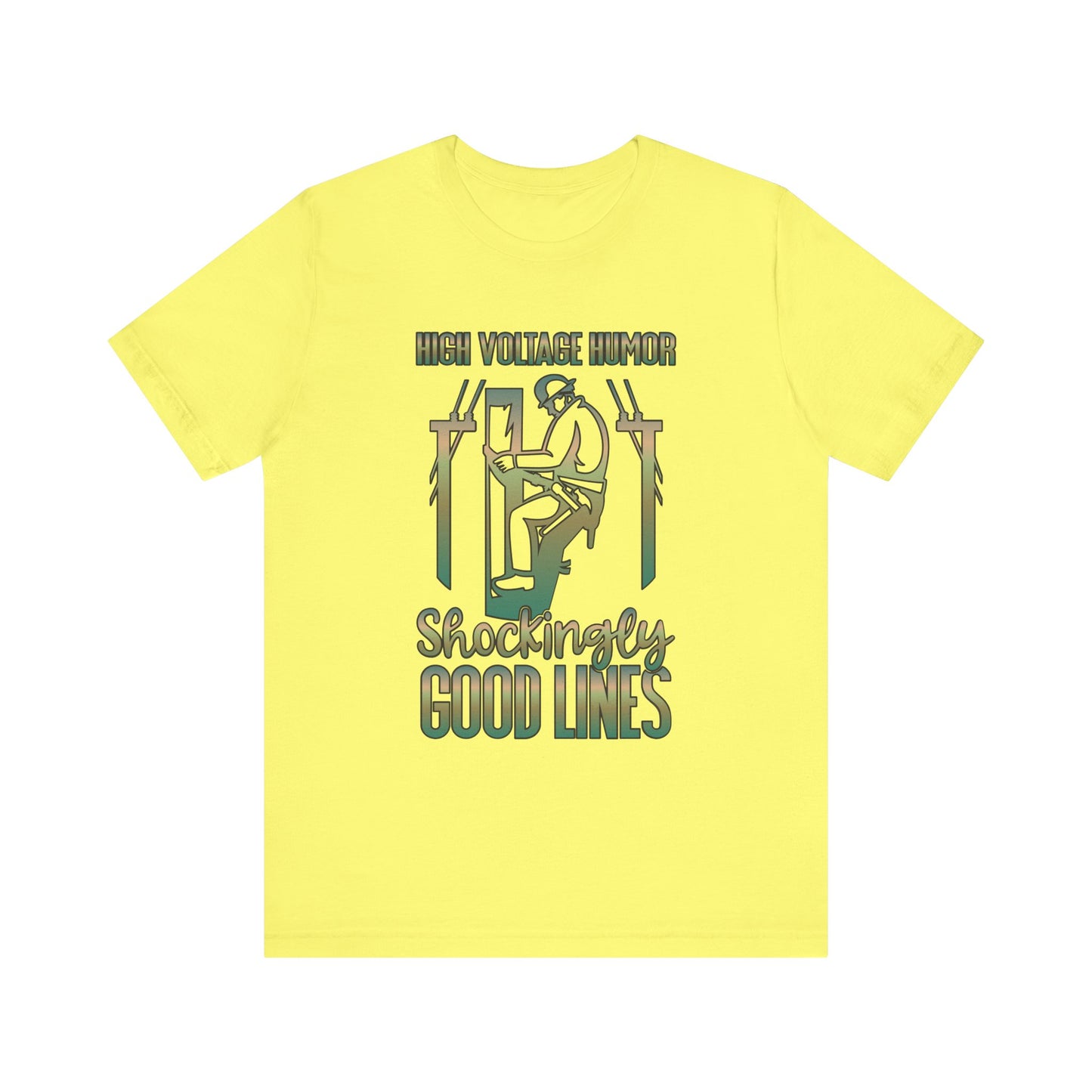 Lineman T-shirt - High Voltage Humor Shockingly Good Lines-copper patina