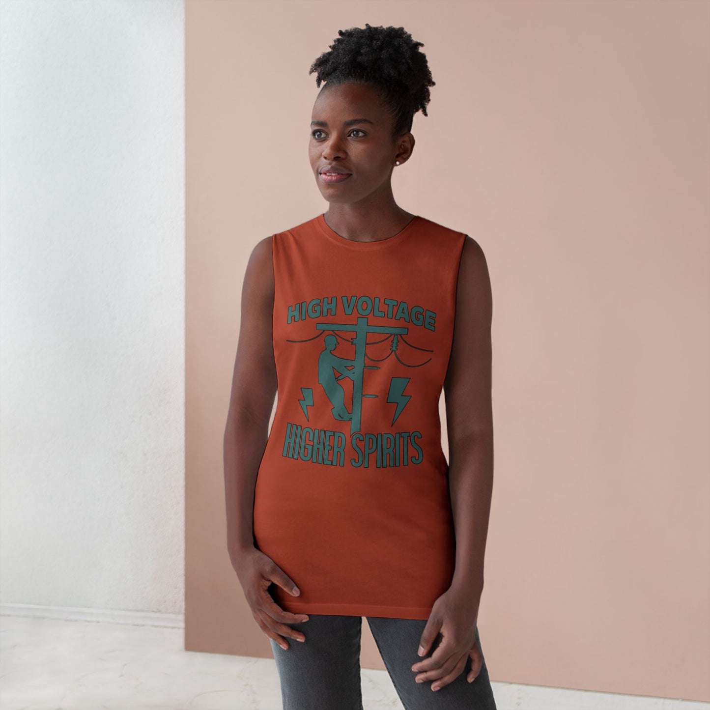 Lineman Tank - High Voltage Higher Spirits-copper patina