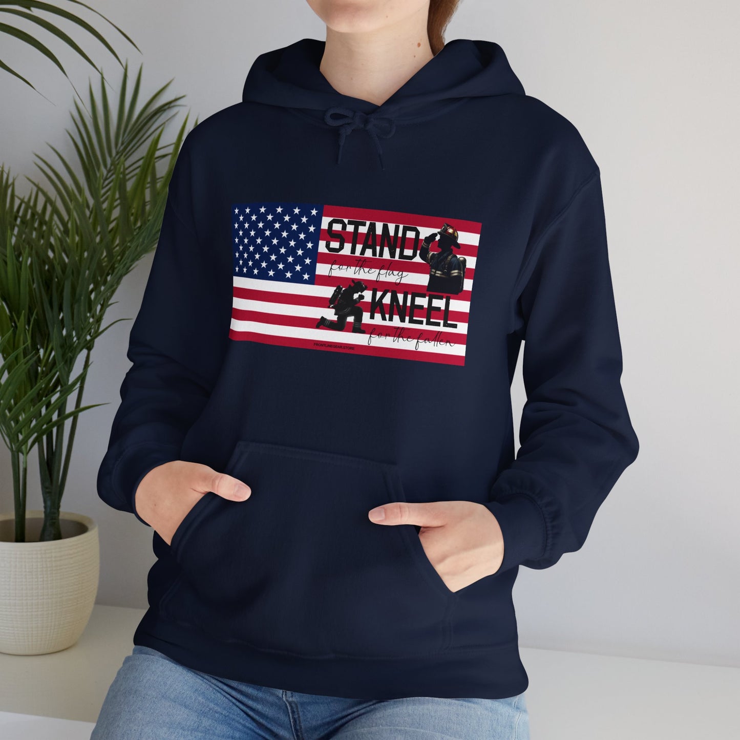 Gildan Stand for the Flag, Kneel for the Fallen Hoodie - fire fighter