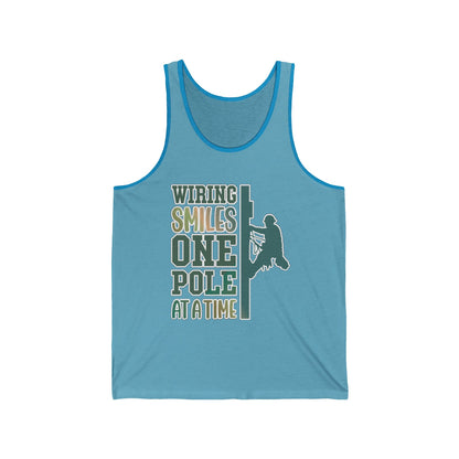 Lineman T-shirt - Wiring Smiles One Pole At A Time-copper patina