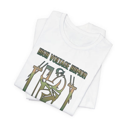 Lineman T-shirt - High Voltage Humor Shockingly Good Lines-copper patina