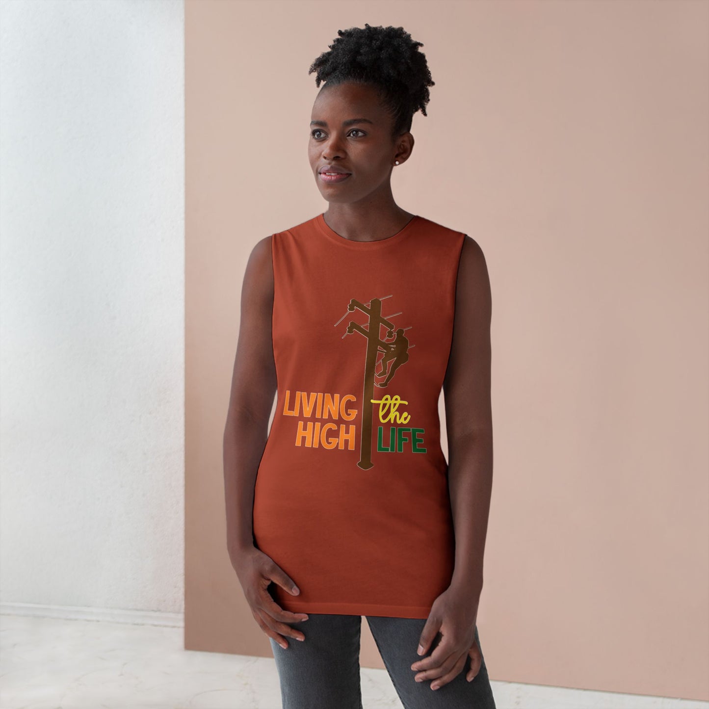 Lineman Tank - living the high life - color