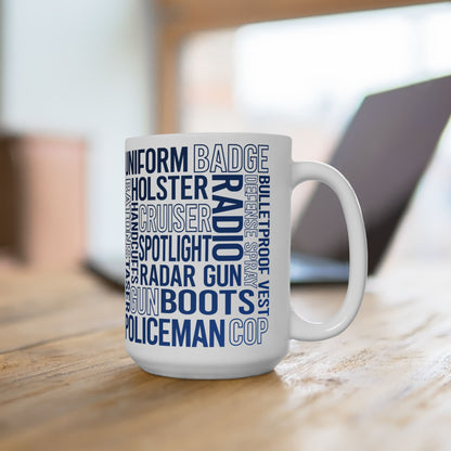 Police Officer Subway Art color Ceramic Mug, (11oz, 15oz)