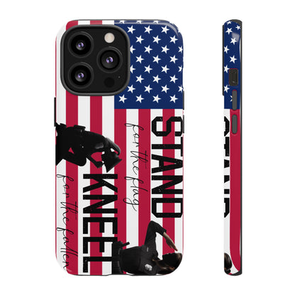 Female Police Officer iPhone Tough Case - Stand for the Flage, Kneel for the fallen