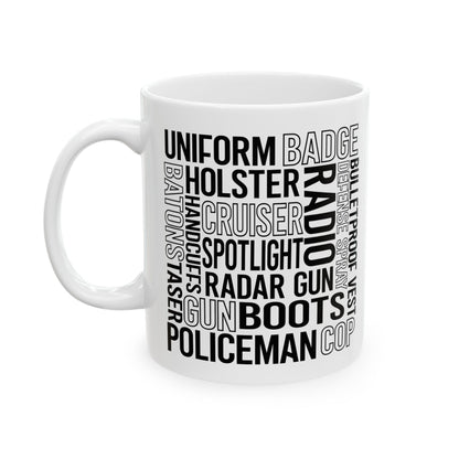 Police Officer Subway Art Ceramic Mug, (11oz, 15oz)