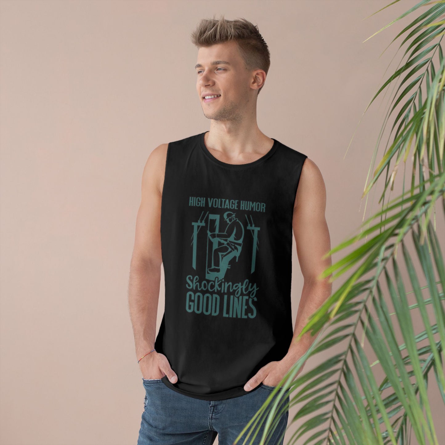Lineman Tank - High Voltage Humor Shockingly Good Lines-copper patina