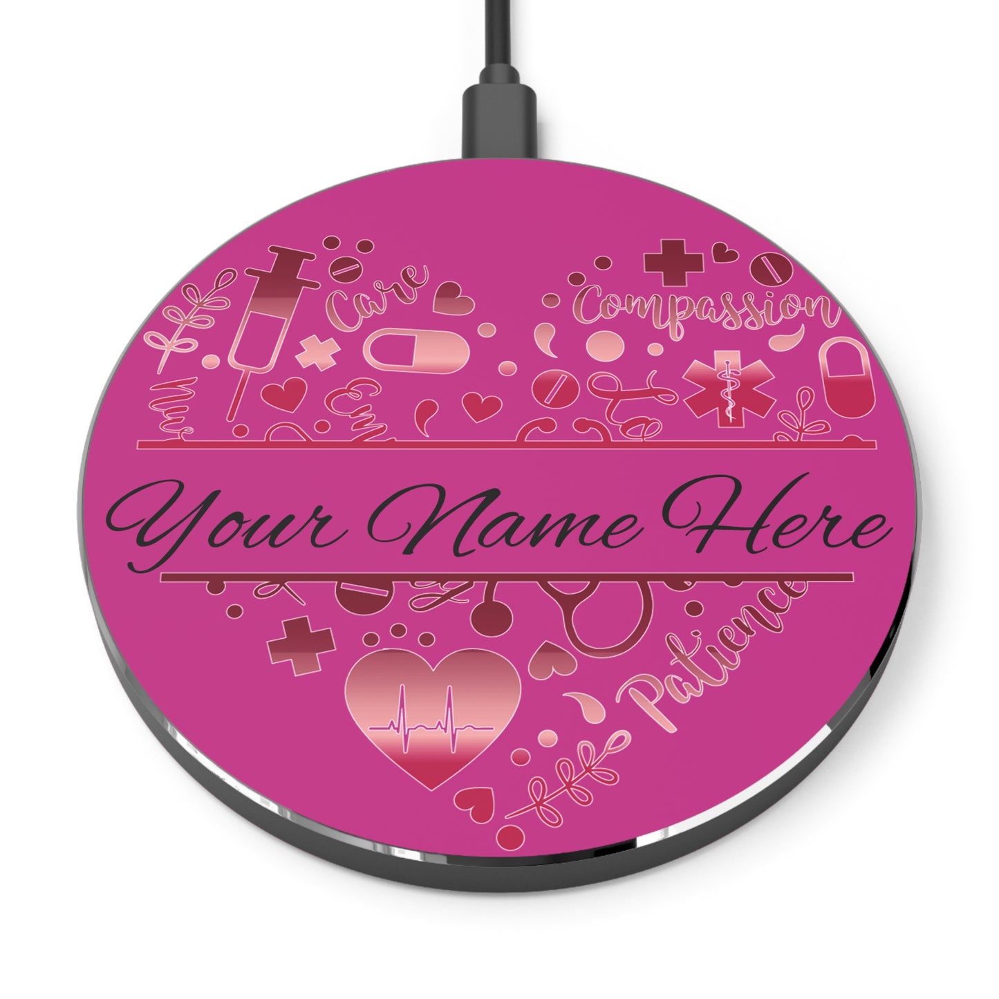 Nurse Monogram Heart Wireless Charger | Fast Charging Pad for Healthcare Professionals