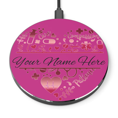 Nurse Monogram Heart Wireless Charger | Fast Charging Pad for Healthcare Professionals