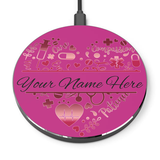 Nurse Monogram Heart Wireless Charger | Fast Charging Pad for Healthcare Professionals