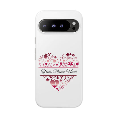 Google Pixel Tough Case - Monogram Heart - White