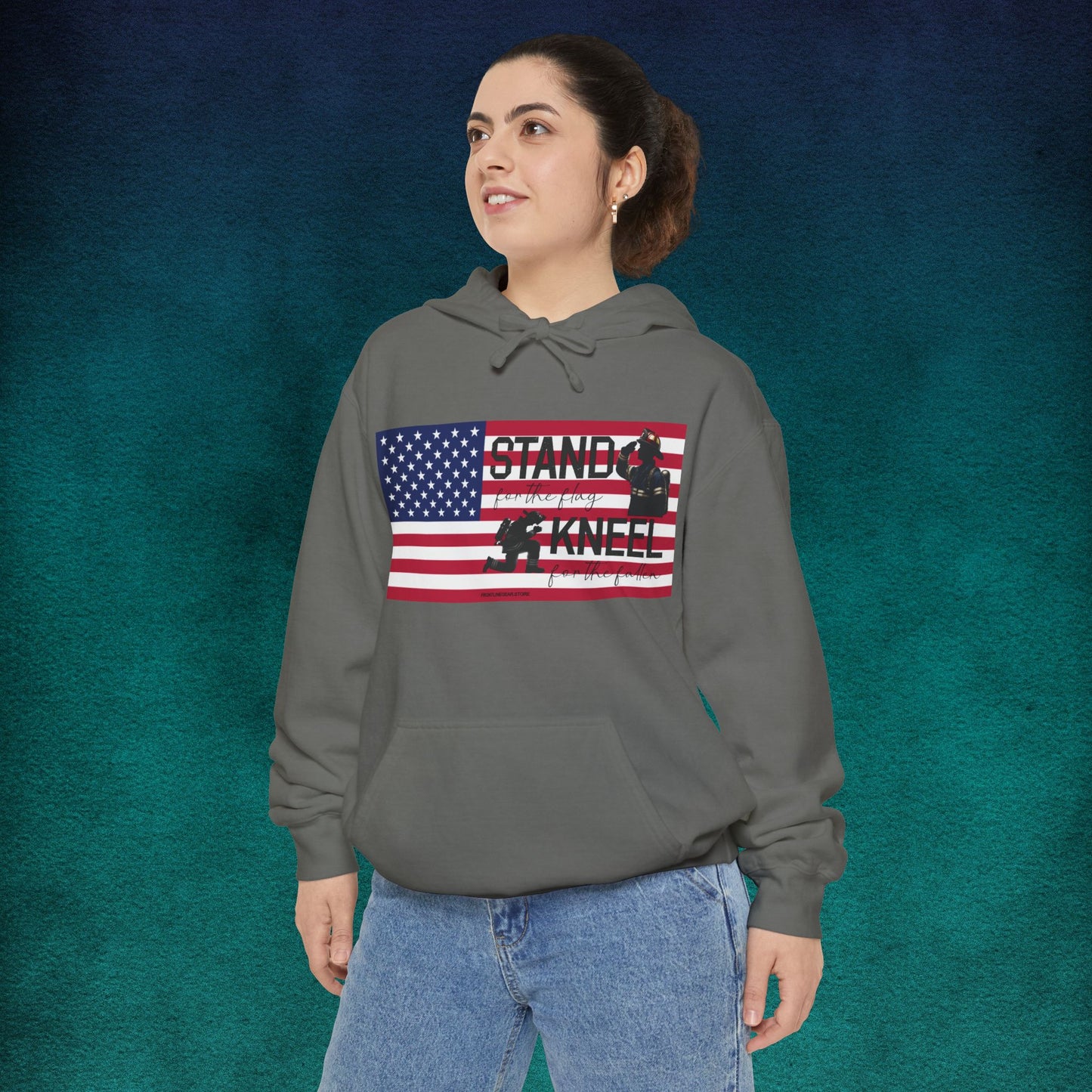 Comfort Colors Stand for the Flag, Kneel for the Fallen Hoodie - Firefighter