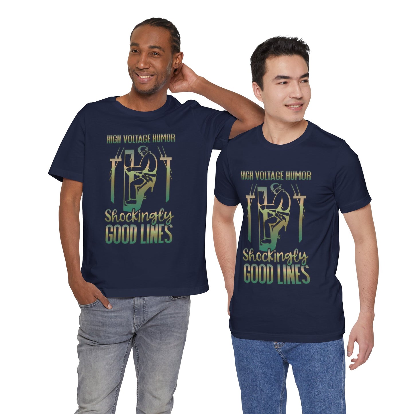 Lineman T-shirt - High Voltage Humor Shockingly Good Lines-copper patina