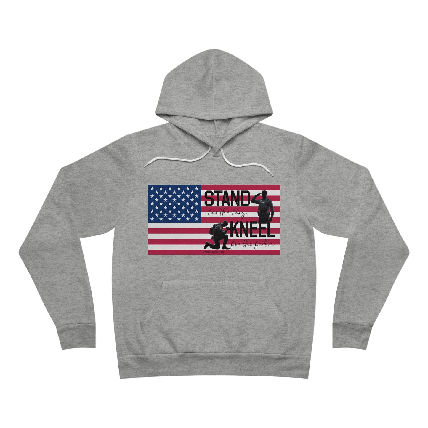 Sponge Fleece Pullover Hoodie - Stand for the Flag, Kneel for the Fallen - Police man