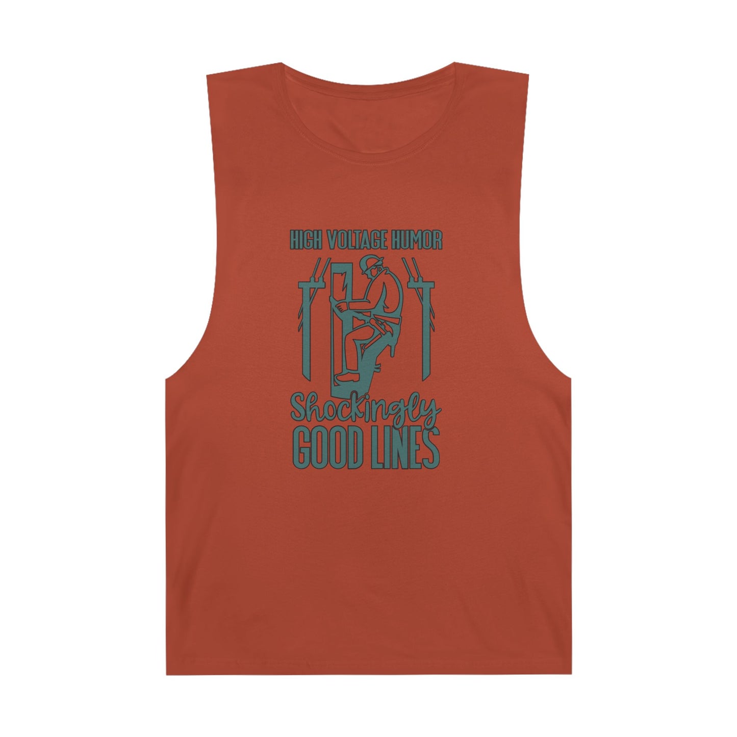 Lineman Tank - High Voltage Humor Shockingly Good Lines-copper patina