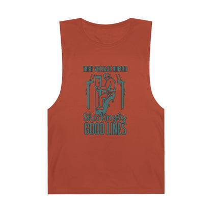 Lineman Tank - High Voltage Humor Shockingly Good Lines-copper patina