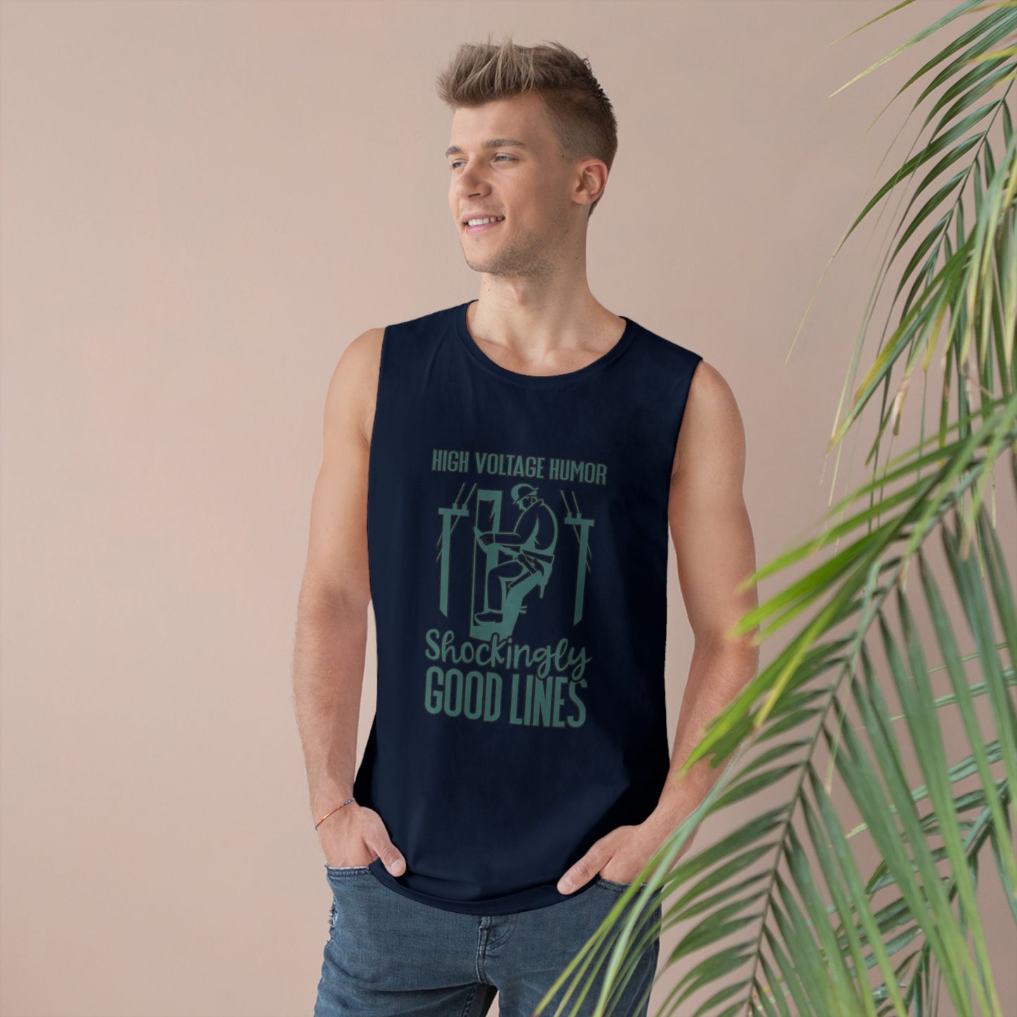 Lineman Tank - High Voltage Humor Shockingly Good Lines-copper patina