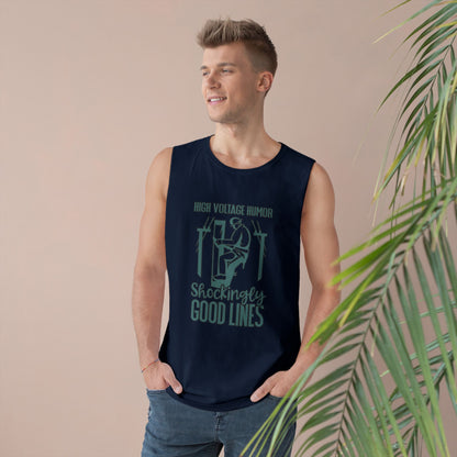 Lineman Tank - High Voltage Humor Shockingly Good Lines-copper patina