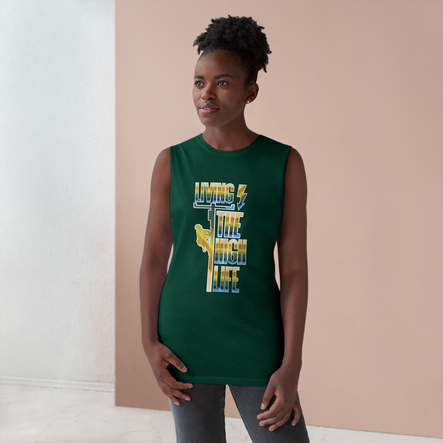 Lineman Tank - Living The High Life-colored chrome