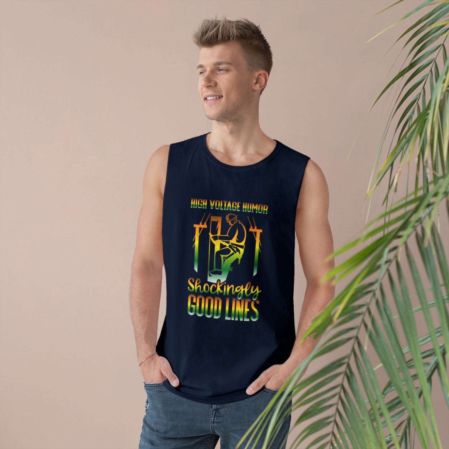 Lineman Tank - High Voltage Humor Shockingly Good Lines-gradient
