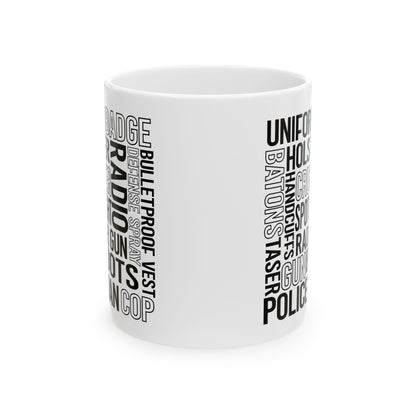 Police Officer Subway Art Ceramic Mug, (11oz, 15oz)