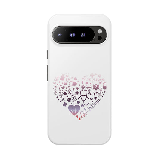 Google Pixel Tough Case - Monogram Heart 1 - White