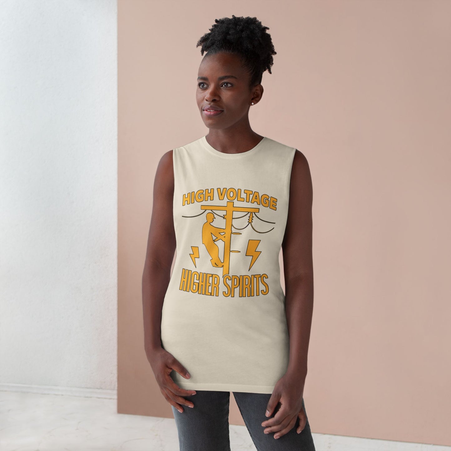 Lineman Tank - High Voltage Higher Spirits-sky 24