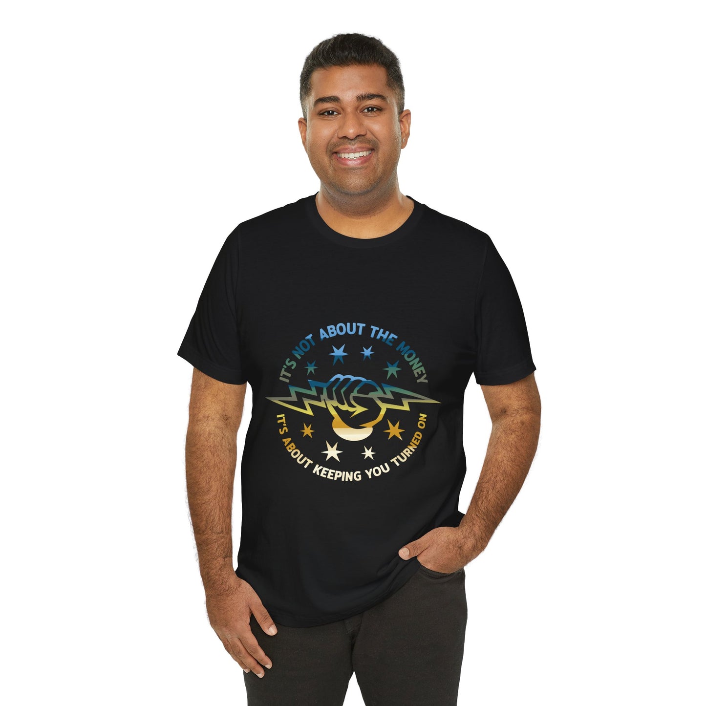 Lineman T-shirt - Its Not About The Money-colored chrome