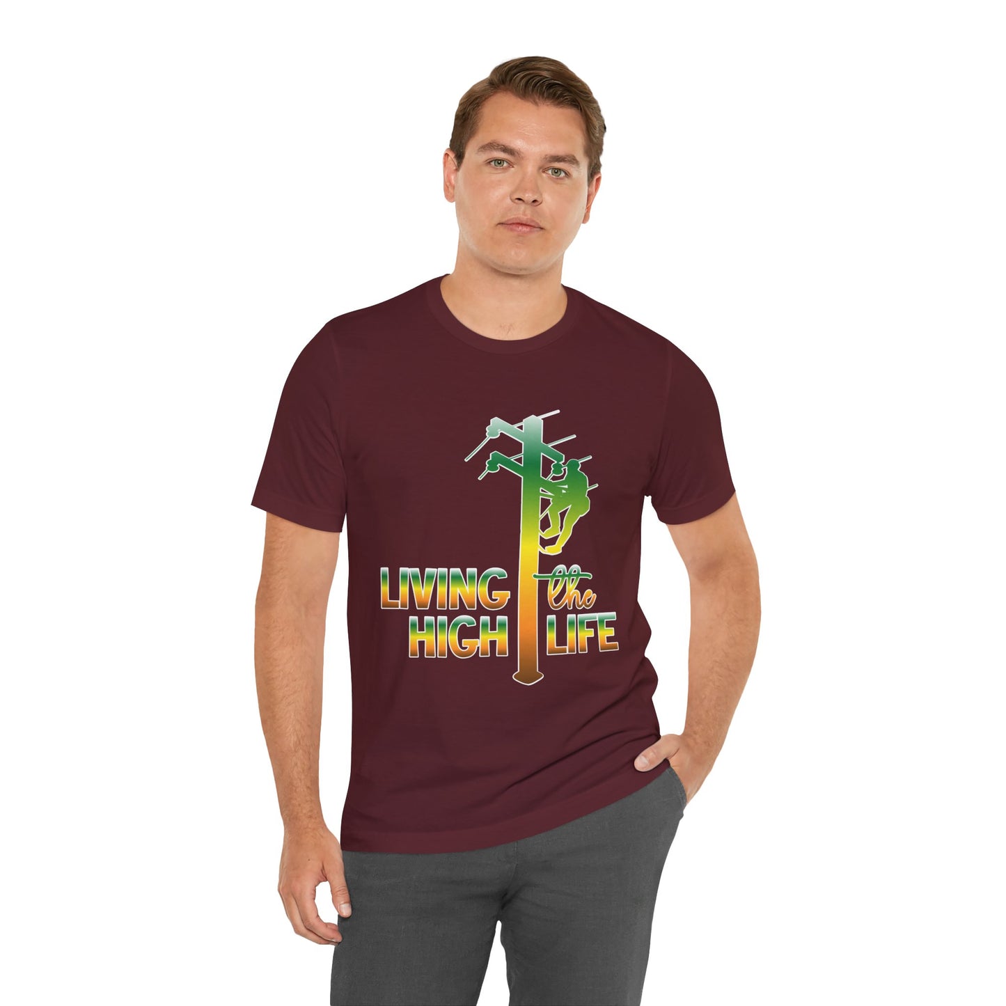 Lineman T-shirt - living the high life - gradient