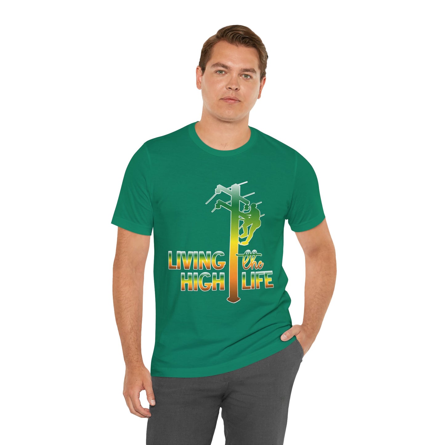 Lineman T-shirt - living the high life - gradient