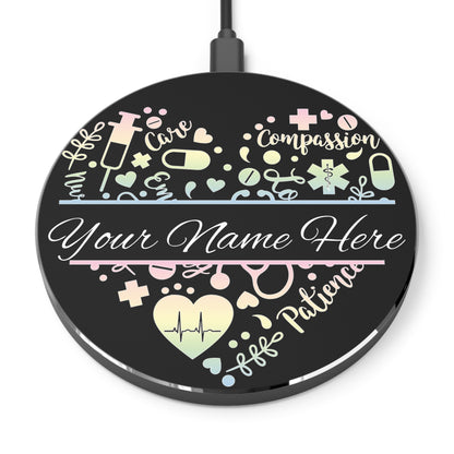Nurse Monogram Heart Wireless Charger | Fast Charging Pad for Healthcare Professionals