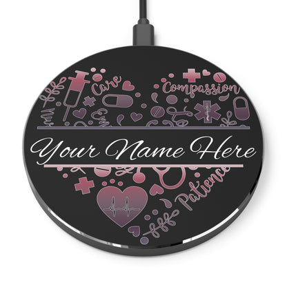 Nurse Monogram Heart Wireless Charger | Fast Charging Pad for Healthcare Professionals