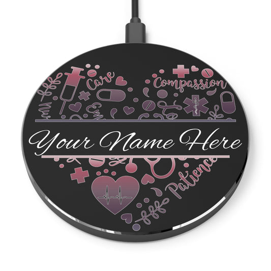 Nurse Monogram Heart Wireless Charger | Fast Charging Pad for Healthcare Professionals