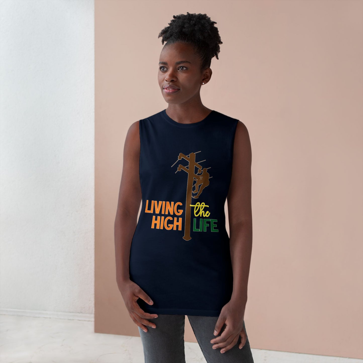 Lineman Tank - living the high life - color