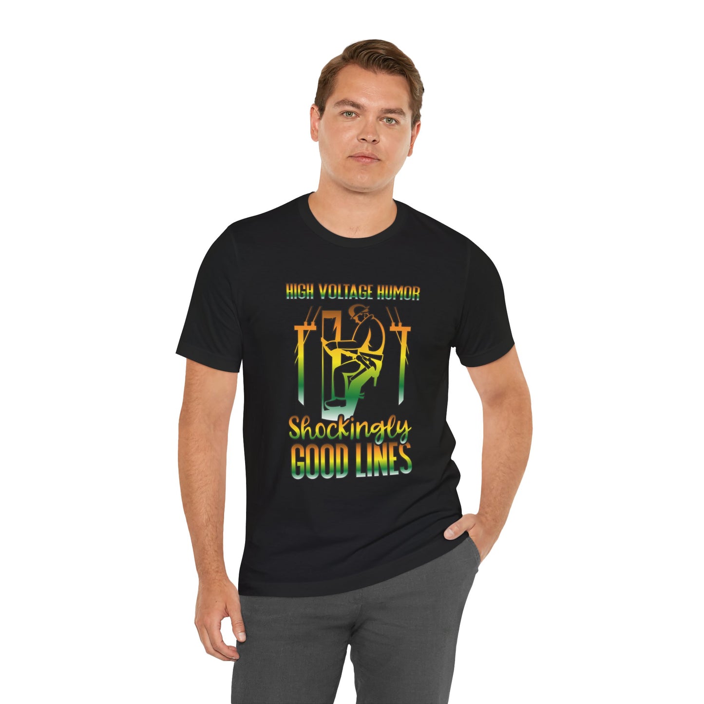 Lineman T-shirt - High Voltage Humor Shockingly Good Lines-gradient
