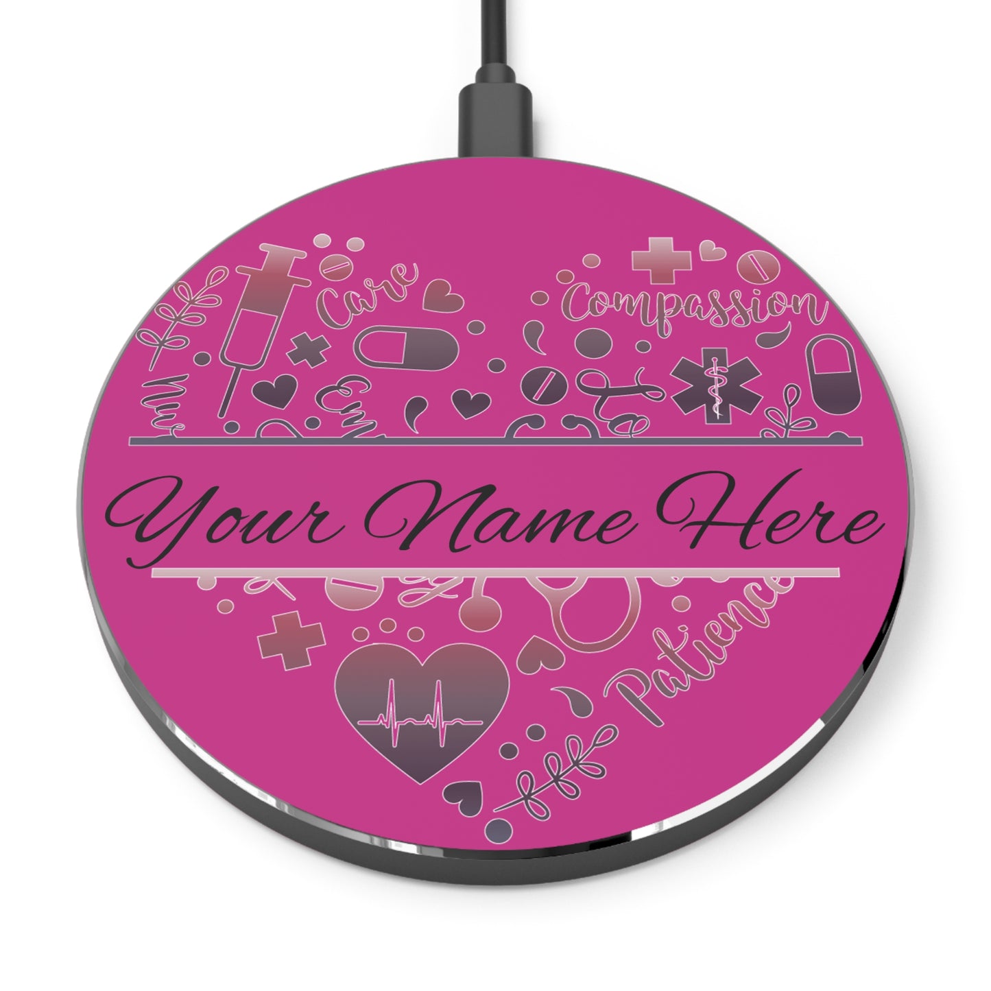 Nurse Monogram Heart Wireless Charger | Fast Charging Pad for Healthcare Professionals
