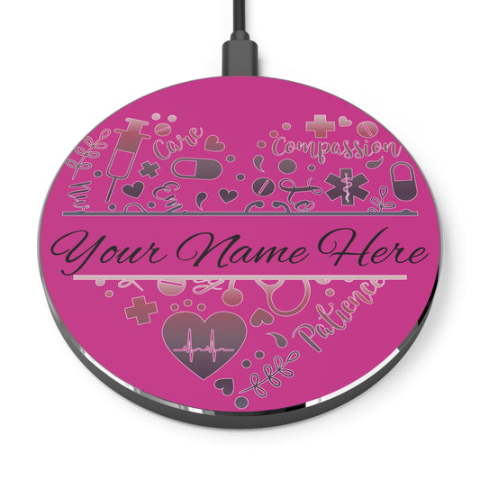 Nurse Monogram Heart Wireless Charger | Fast Charging Pad for Healthcare Professionals