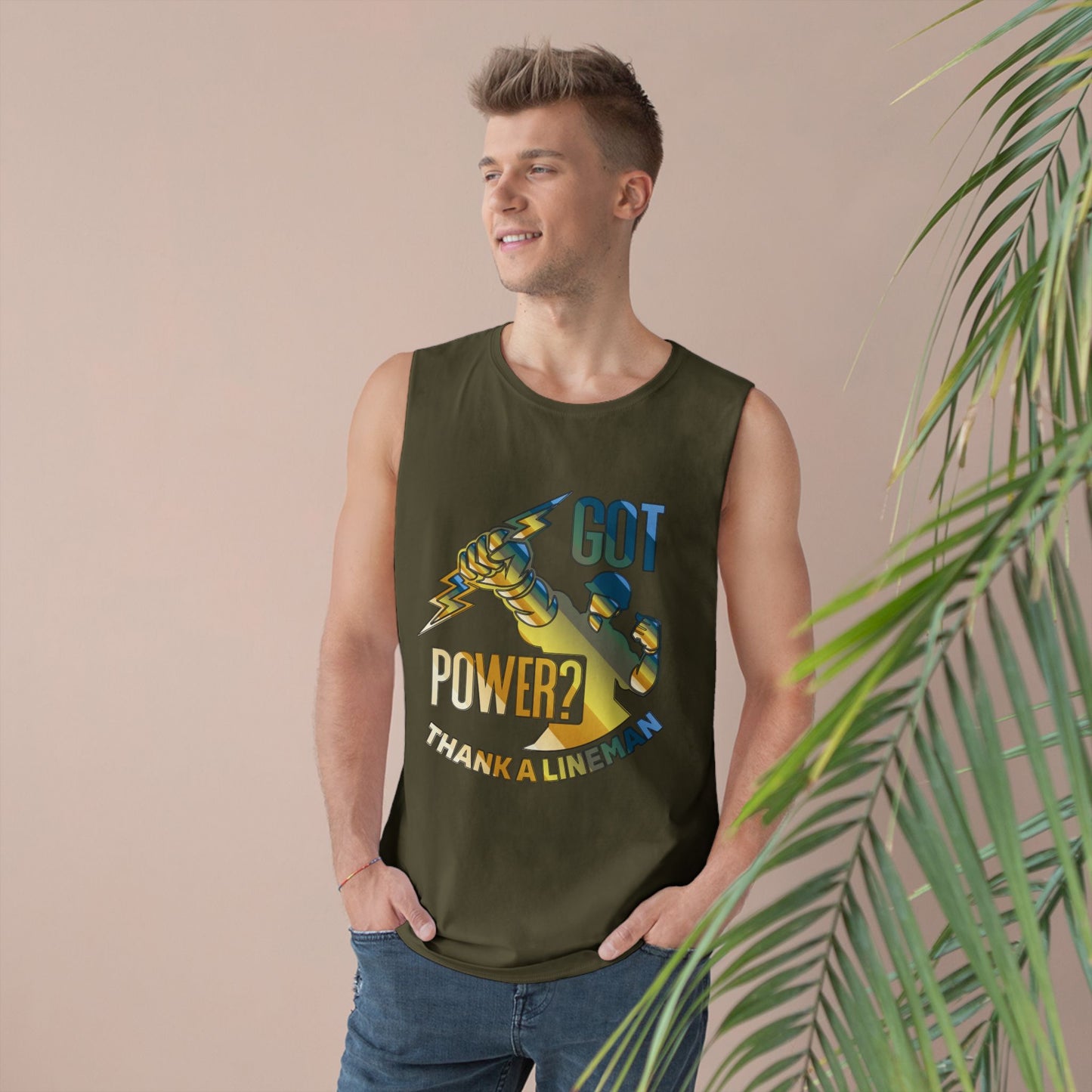 Lineman Tank - Got Power Thank A Lineman - colored chrome