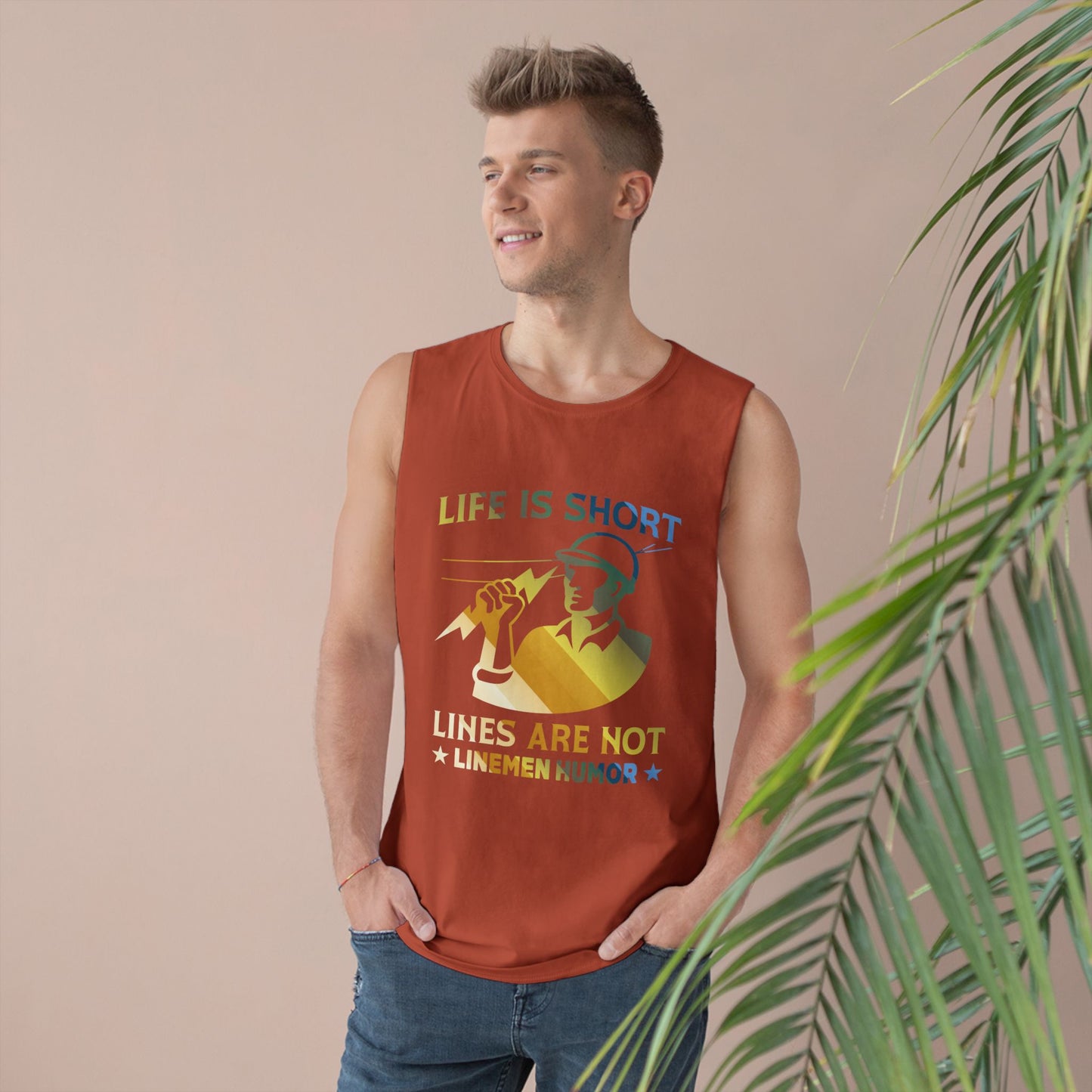 Lineman Tank - Life Is Short Lines Are Not-colored chrome