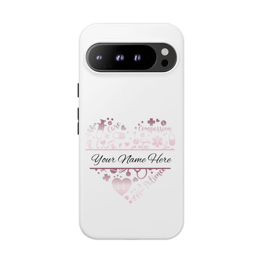 Google Pixel Tough Case - Monogram Heart - White
