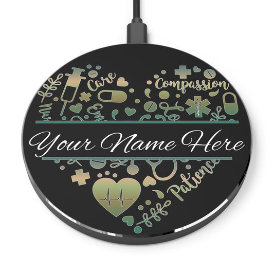 Nurse Monogram Heart Wireless Charger | Fast Charging Pad for Healthcare Professionals
