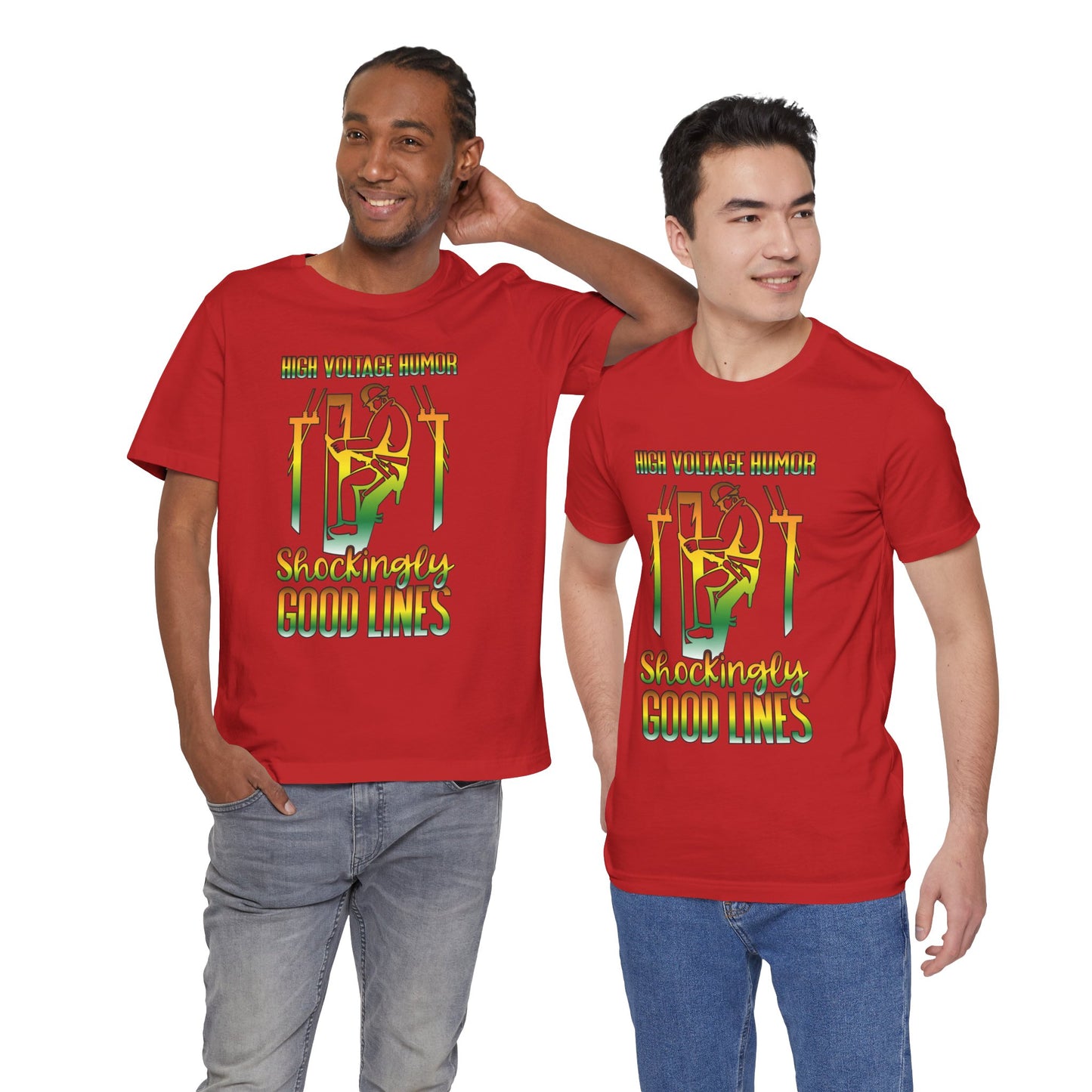 Lineman T-shirt - High Voltage Humor Shockingly Good Lines-gradient