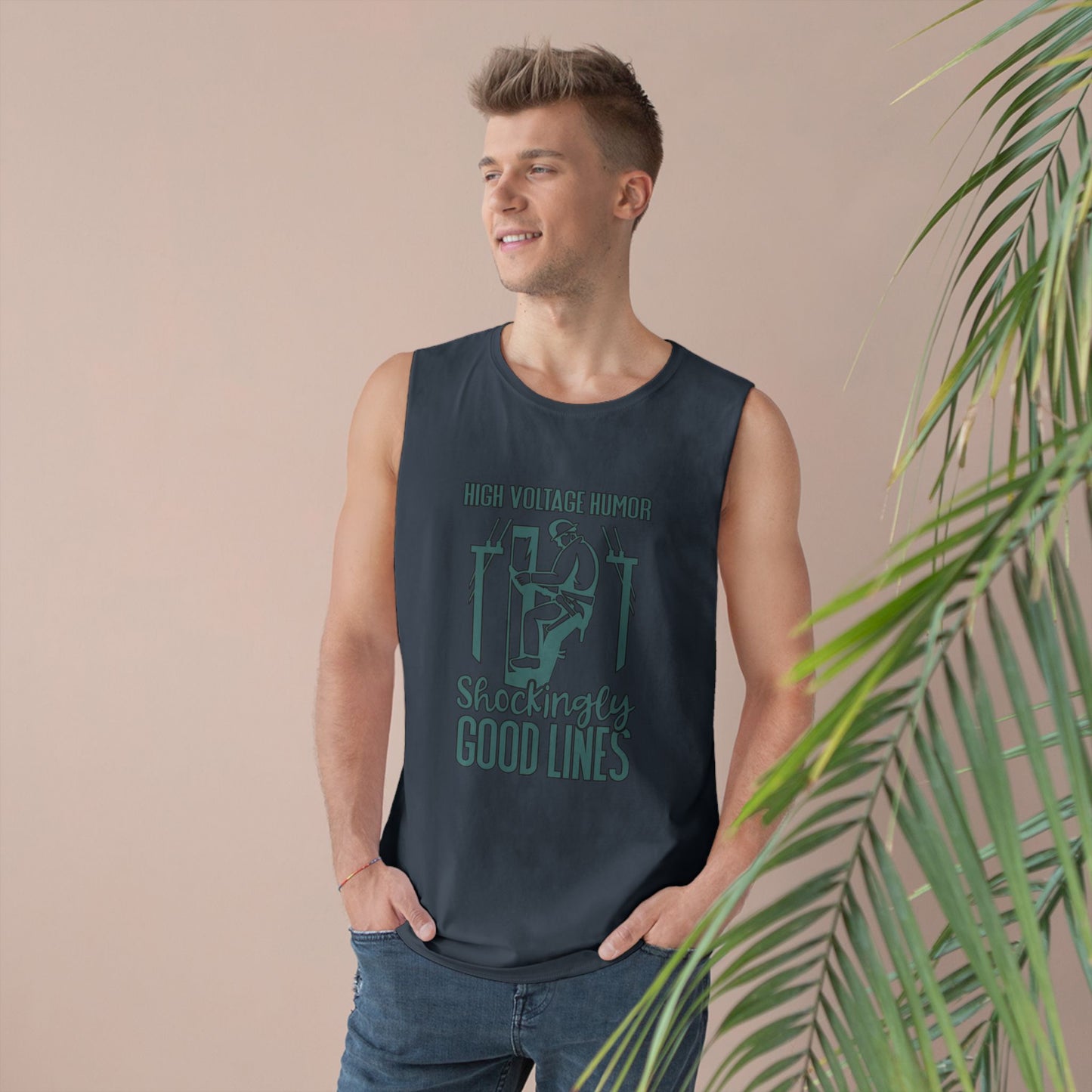 Lineman Tank - High Voltage Humor Shockingly Good Lines-copper patina