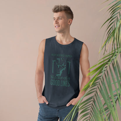 Lineman Tank - High Voltage Humor Shockingly Good Lines-copper patina