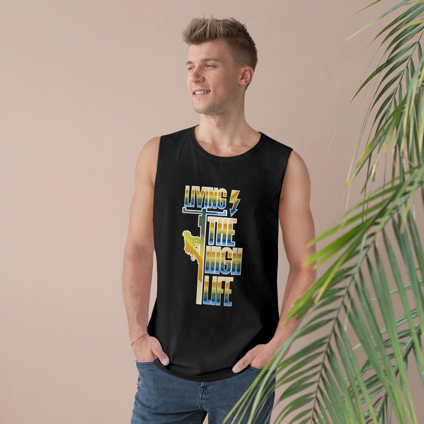 Lineman Tank - Living The High Life-colored chrome
