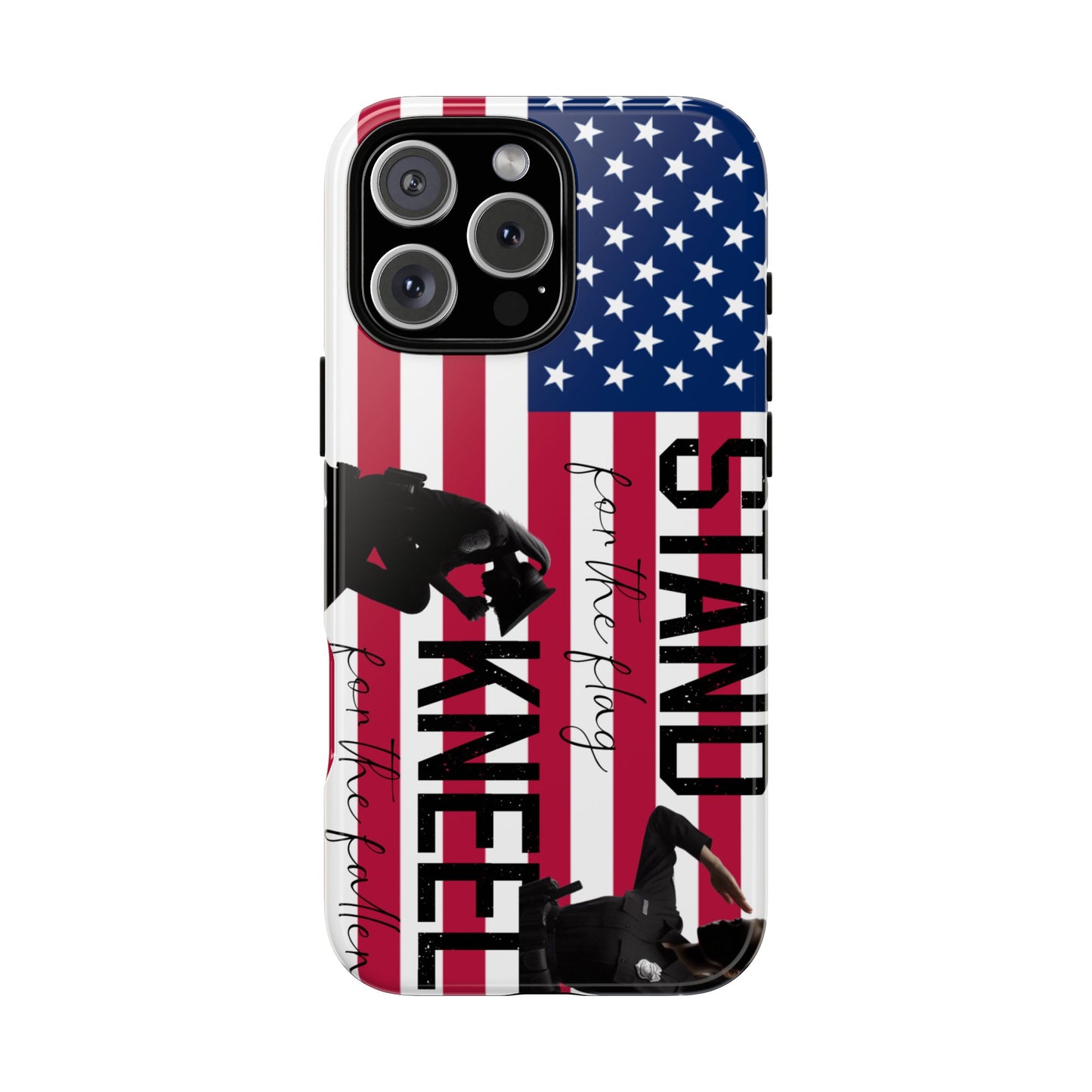 Female Police Officer iPhone Tough Case - Stand for the Flage, Kneel for the fallen